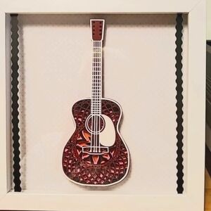 Framed Layered Paper Guitar Art